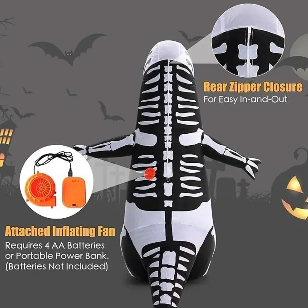 Kids Skeleton T Rex Inflatable Costume Blow Up Dinosaur Suit Halloween NEW